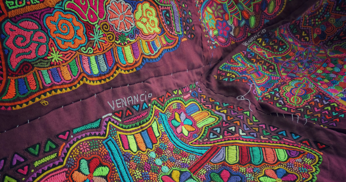 Traditional Guna molas with colorful designs from Guna Yala, Panama