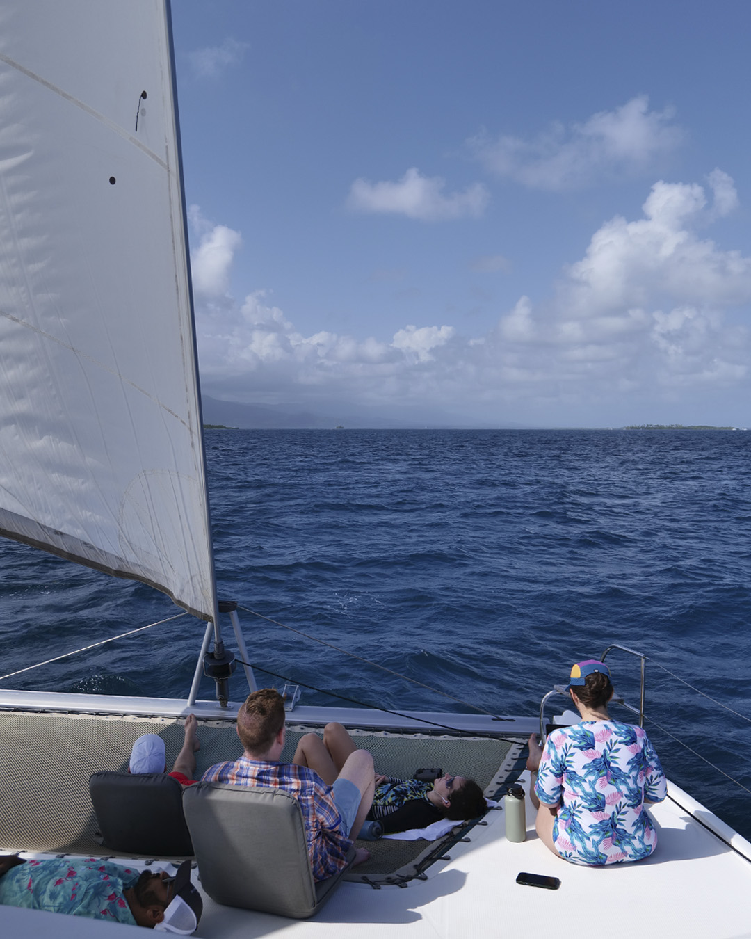 Catamaran sailing on open water