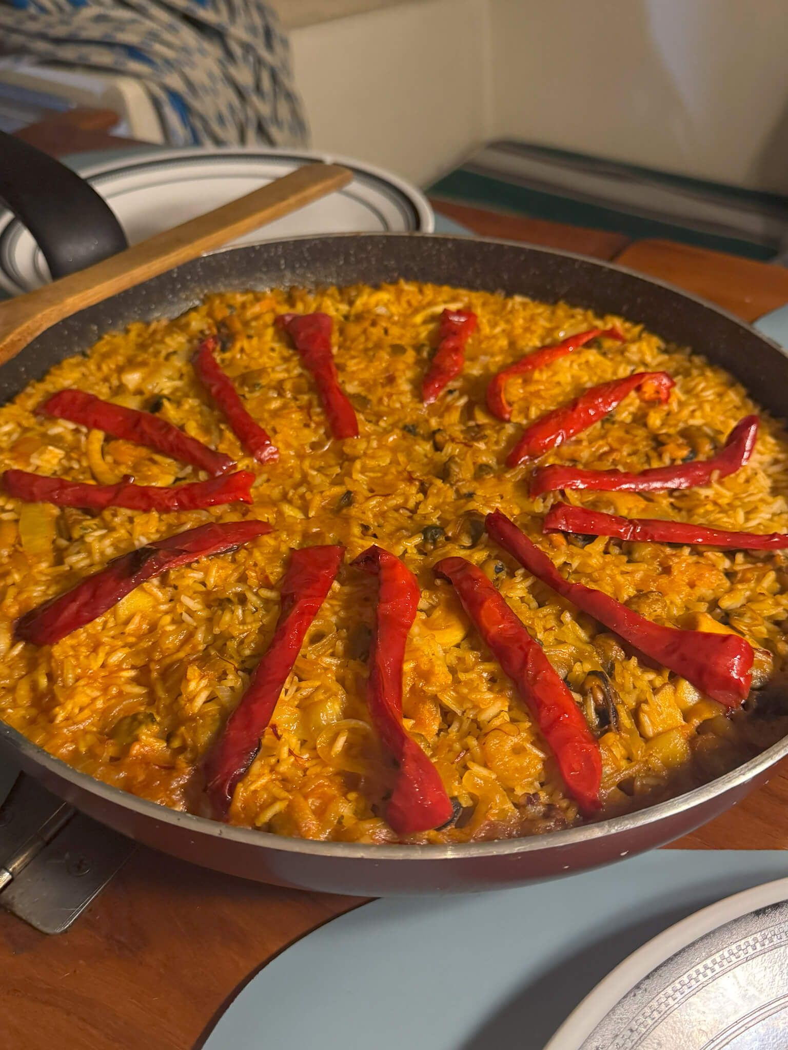 Bow stern cabin on Catamaran Atila with comfortable bedding and natural light.